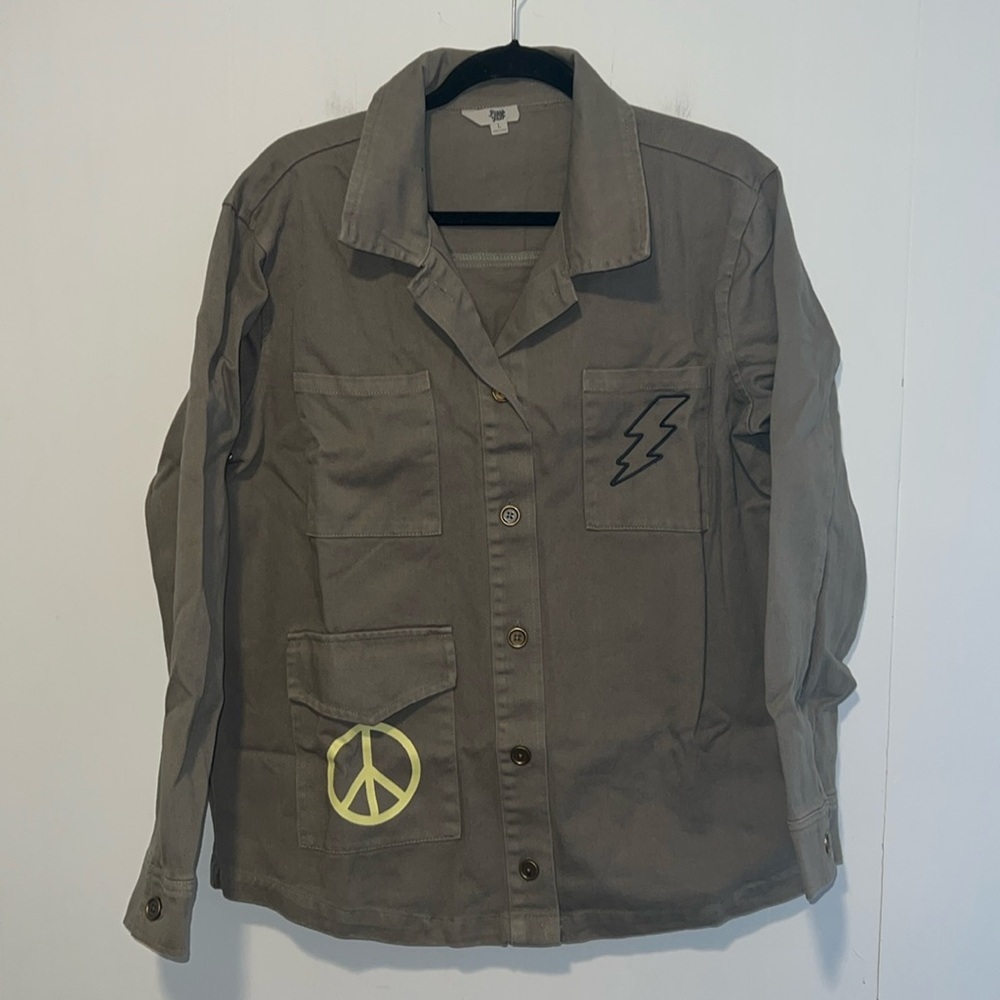 Nwt Ascot And Hart Green Khaki Utility Graphic Shirt Jacket Aa3
